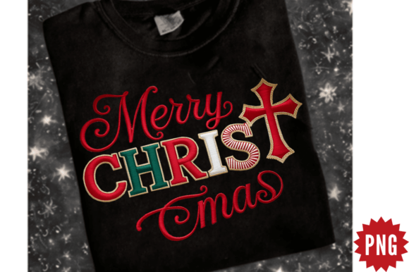 Faux Embroidery Merry Christmas PNG Desi