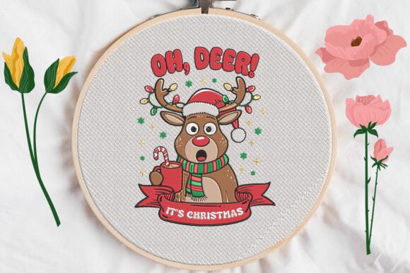 Fun Christmas Reindeer Embroidery